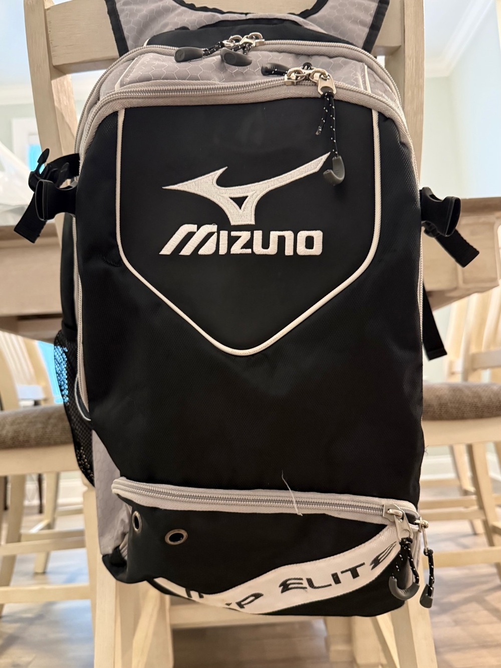 Mizuno MVP Elite Baseball Softball Backpack Bat Pack Black Gray Equipment Bag